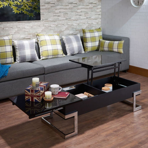 ACME Calnan Black High Gloss & Chrome Finish Calnan Coffee Table Model 81855