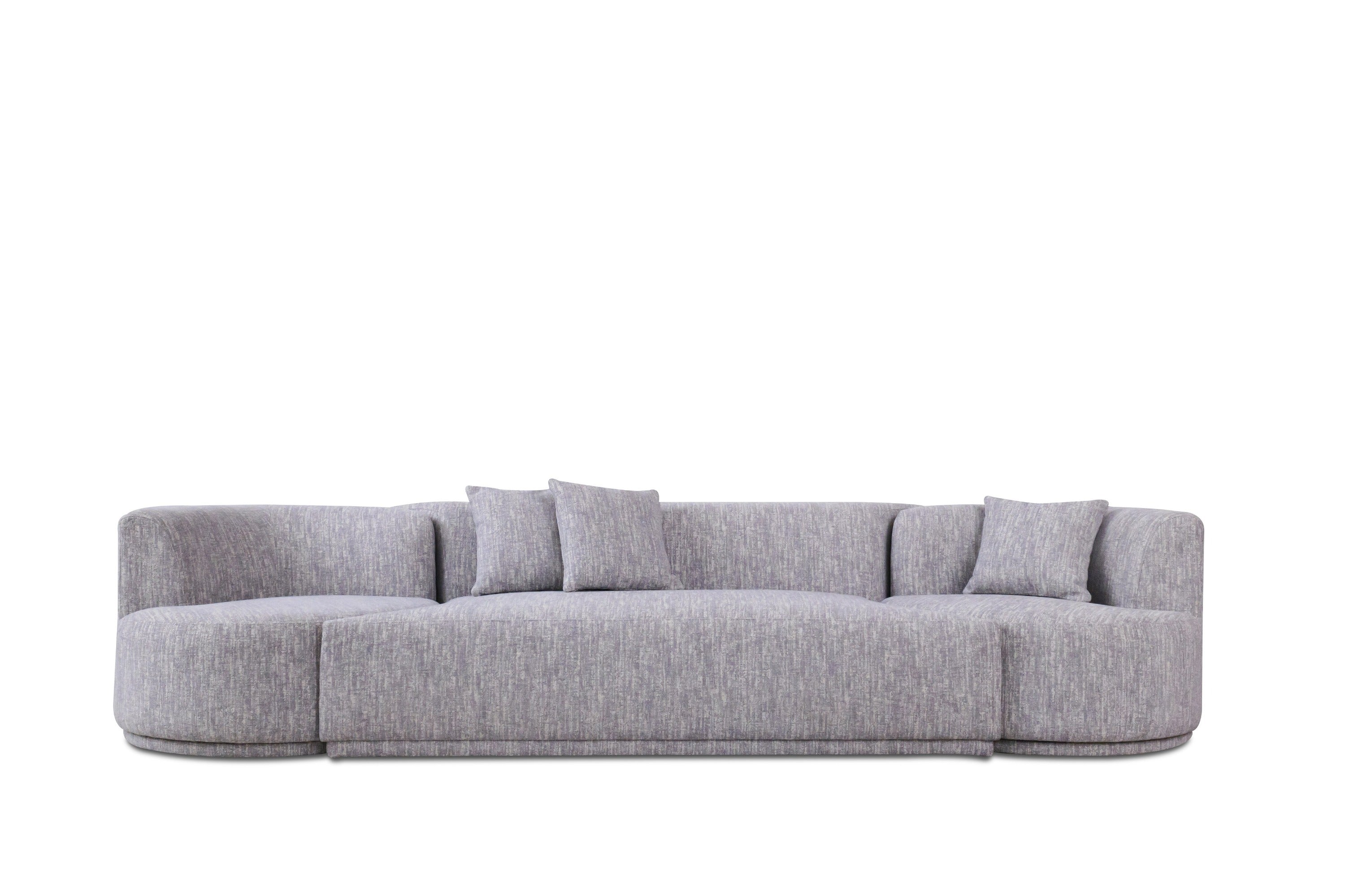 Divani Casa Beau Modern Light Grey Fabric Sectional Sofa With 2 Swirling Chair Model VGAH-VH119-LTGRY
