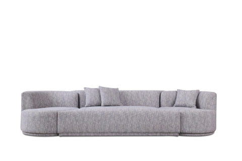 Divani Casa Beau Modern Light Grey Fabric Sectional Sofa With 2 Swirling Chair Model VGAH-VH119-LTGRY