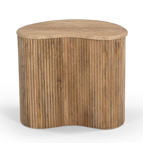 Modern Matador Modern Travertine Marble & Wood Freeform Coffee Table Set Model VGBR-SBA-2409-2408-2412-SET