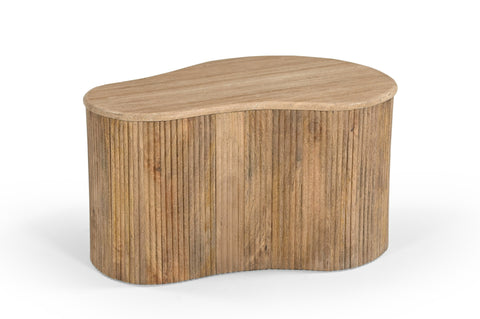 Modern Matador Modern Travertine Marble & Wood Freeform Coffee Table Set Model VGBR-SBA-2409-2408-2412-SET