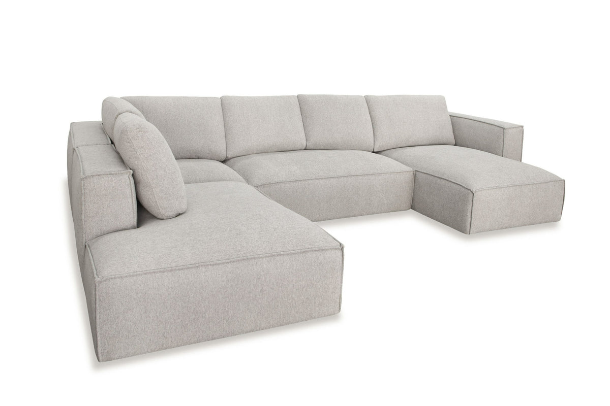 Divani Casa Lulu Modern Light Grey Fabric Modular Sectional Sofa With Right Facing Chaise Model VGSX-F22053-RAF-464