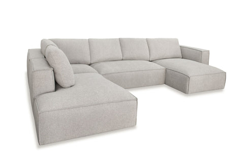 Divani Casa Lulu Modern Light Grey Fabric Modular Sectional Sofa With Right Facing Chaise Model VGSX-F22053-RAF-464