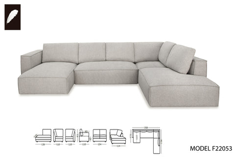 Divani Casa Lulu Modern Light Grey Fabric Modular Sectional Sofa With Left Facing Chaise Model VGSX-F22053-LAF-464