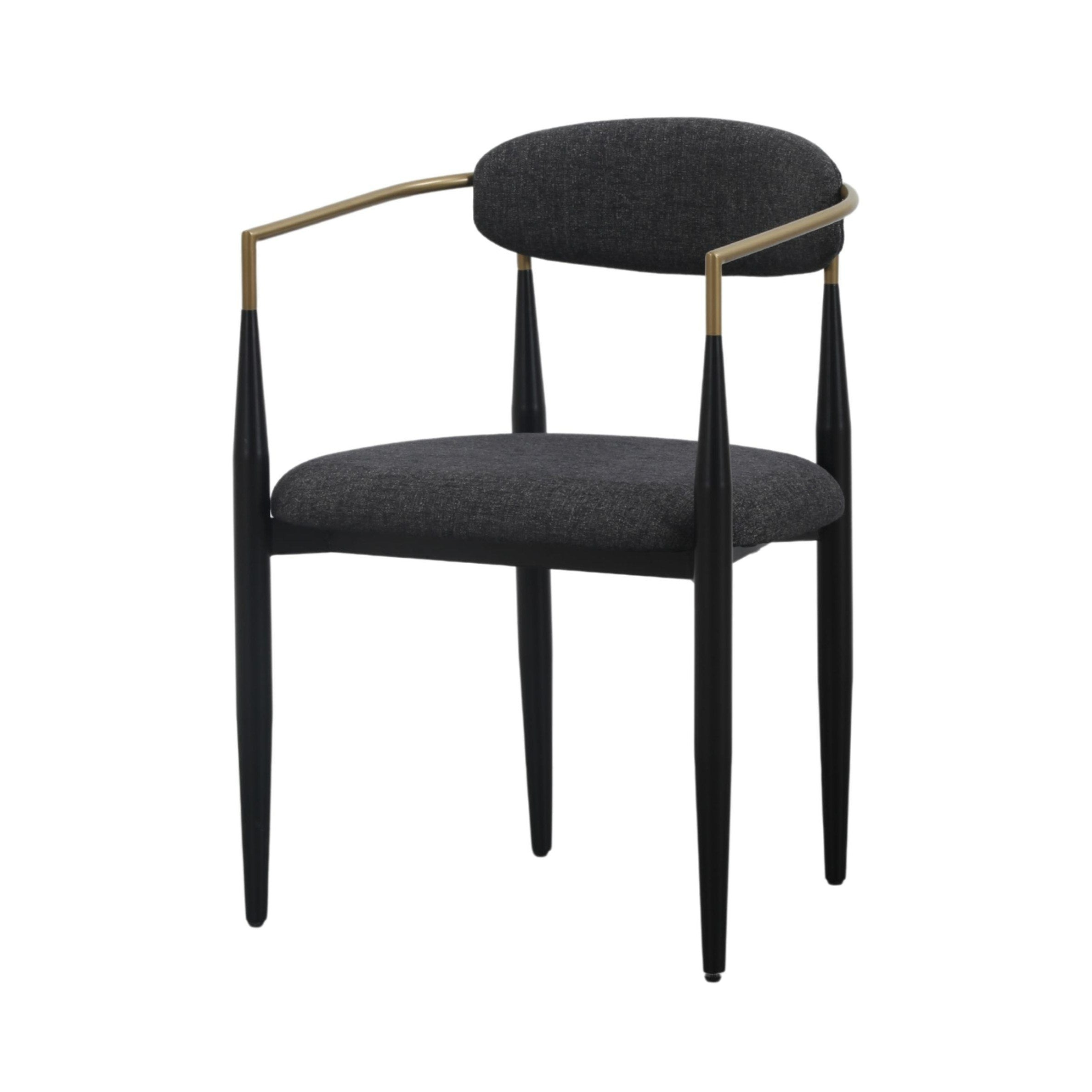 Modrest Buchtel Mid Century Modern Dark Grey & Gold Arm & Black Dining Chair Model VGDW-J1312-DKGRY