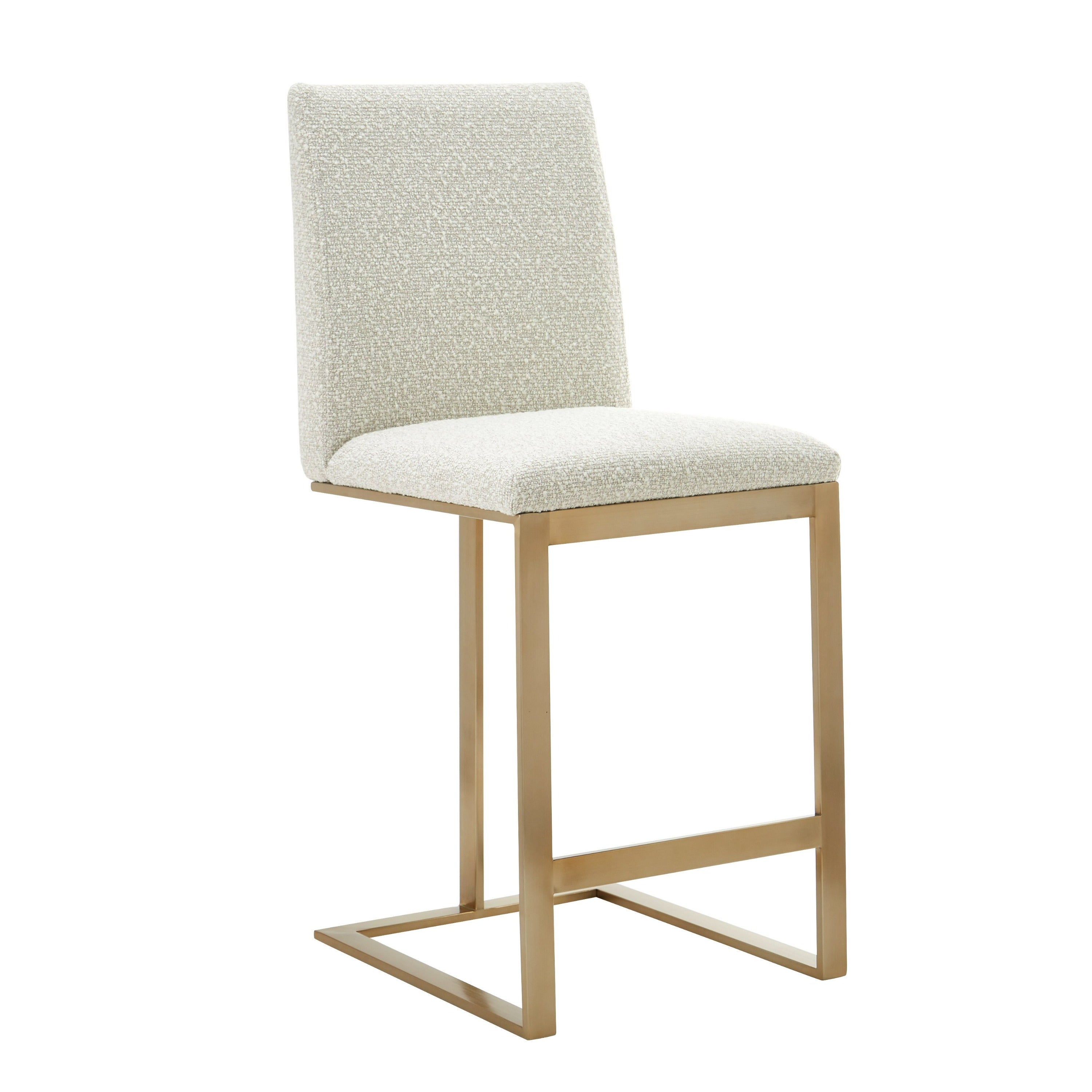 Modrest Frankie Modern Off White Fabric & Antique Brass Counter Chair Model VGGA-6917CH-C-OWHTB