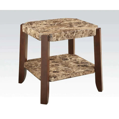 Dacia Faux Marble & Brown End Table Model 82126 By ACME Furniture