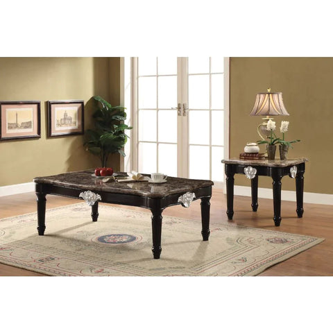 Ernestine Marble & Black End Table Model 82152 By ACME Furniture