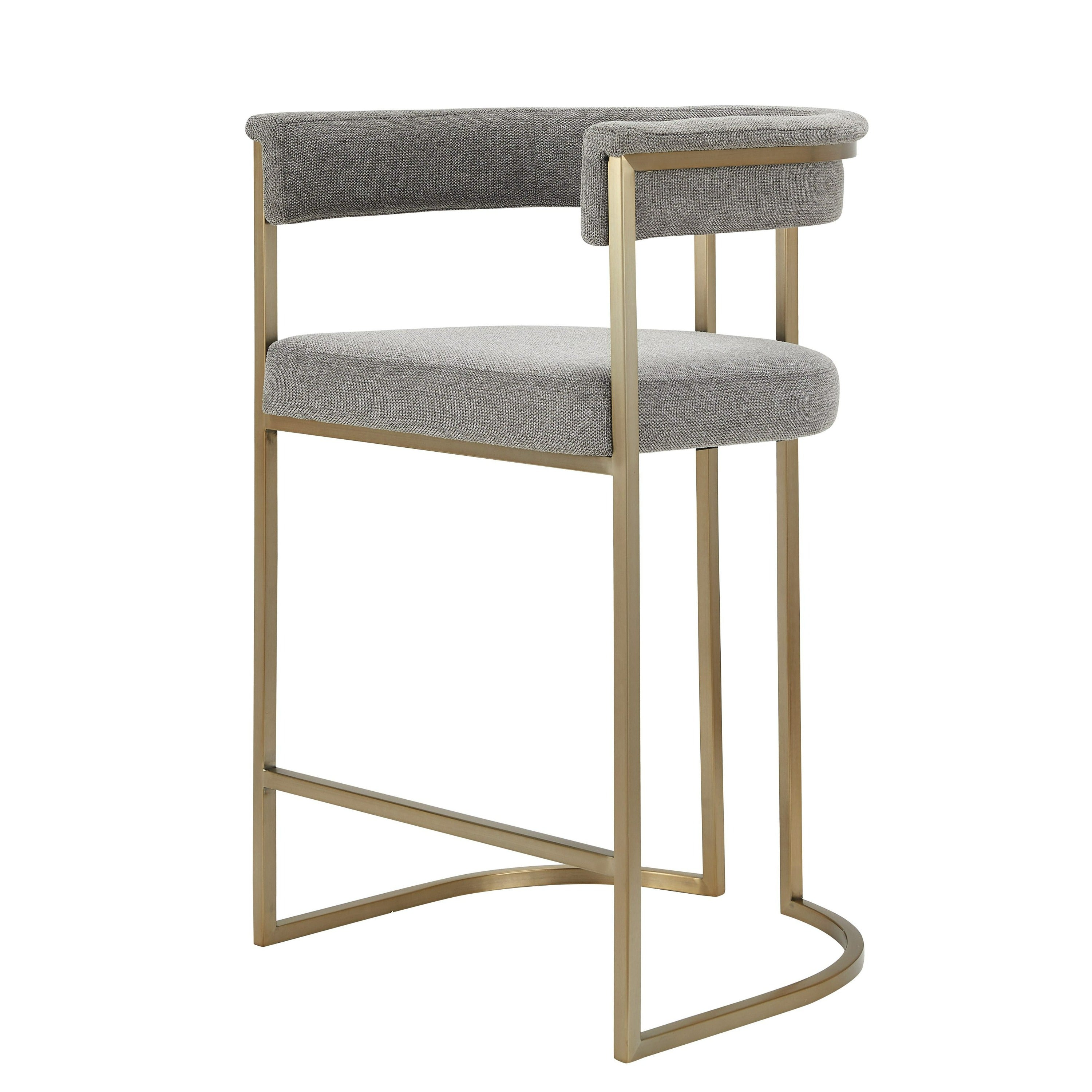 Modrest Byron Modern Grey Fabric & Antique Brass Counter Chair Model VGGA-6966CH-C-GRY
