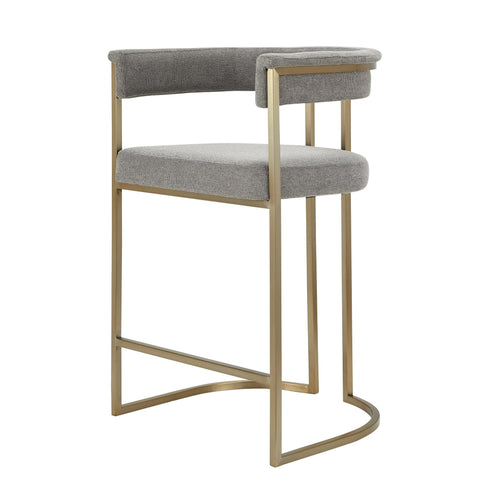 Modrest Byron Modern Grey Fabric & Antique Brass Counter Chair Model VGGA-6966CH-C-GRY