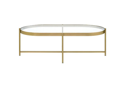Charrot Clear Glass & Gold Finish Coffee Table Model 82305 By ACME Furniture