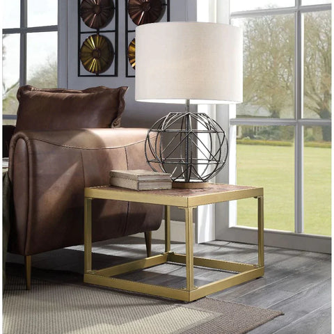 Genevieve Retro Brown Top Grain Leather End Table Model 82312 By ACME Furniture