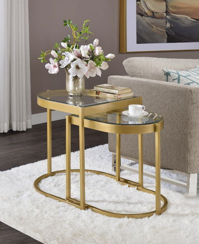 Timbul Clear Glass & Gold Finish Coffee Table Model 82340 By ACME Furniture