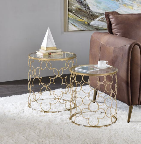 Flowie Clear Glass & Gold Finish Coffee Table Model 82342 By ACME Furniture