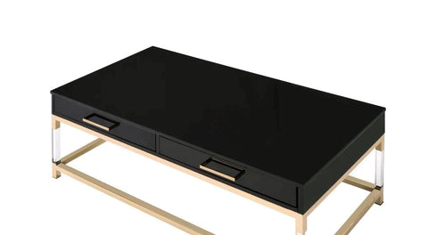 Adiel Black & Gold Finish Coffee Table Model 82345 By ACME Furniture