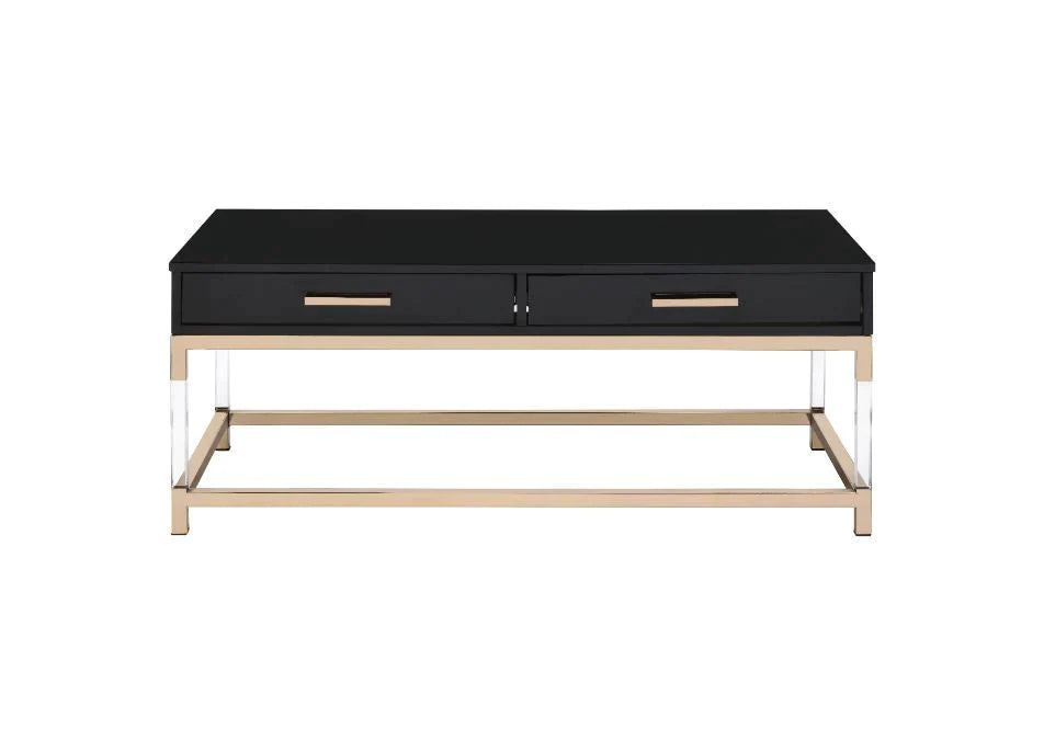 Adiel Black & Gold Finish Coffee Table Model 82345 By ACME Furniture