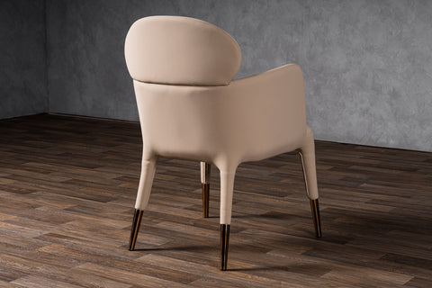 Modrest Shannon Modern Beige Vegan Leather & Rosegold Dining Chair Model VGVC-B022A-BGE