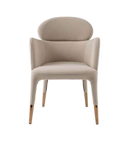 Modrest Shannon Modern Beige Vegan Leather & Rosegold Dining Chair Model VGVC-B022A-BGE