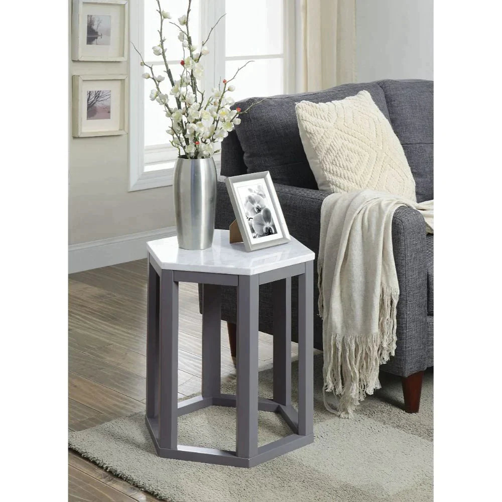 Reon Marble & Gray Accent Table Model 82452 By ACME Furniture