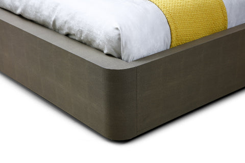 Modrest Lois Modern Grey Leather & Beige Shagreen Bedroom Set Model VGVC-BD2408-SET