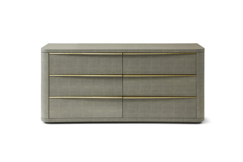 Modrest Lois Modern Grey Leather & Beige Shagreen Bedroom Set Model VGVC-BD2408-SET