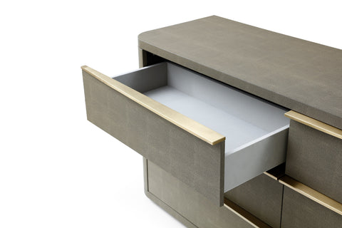 Modrest Lois Modern Grey Leather & Beige Shagreen Bedroom Set Model VGVC-BD2408-SET