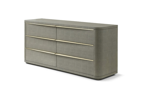 Modrest Lois Modern Grey Leather & Beige Shagreen Bedroom Set Model VGVC-BD2408-SET