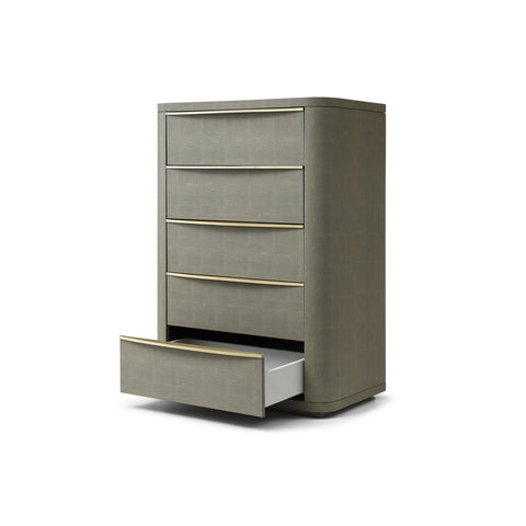 Modrest Lois Modern Beige Shagreen & Brass Chest Model VGVC-J2408-5H