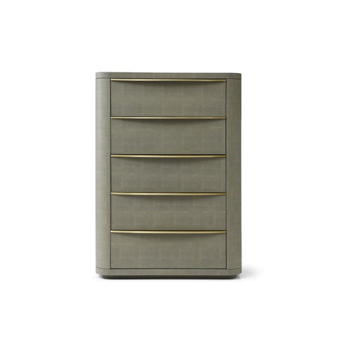 Modrest Lois Modern Beige Shagreen & Brass Chest Model VGVC-J2408-5H