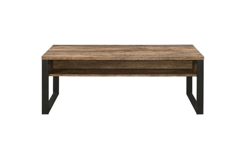 Aflo Weathered Oak & Black Finish Coffee Table Model 82470 By ACME Furniture