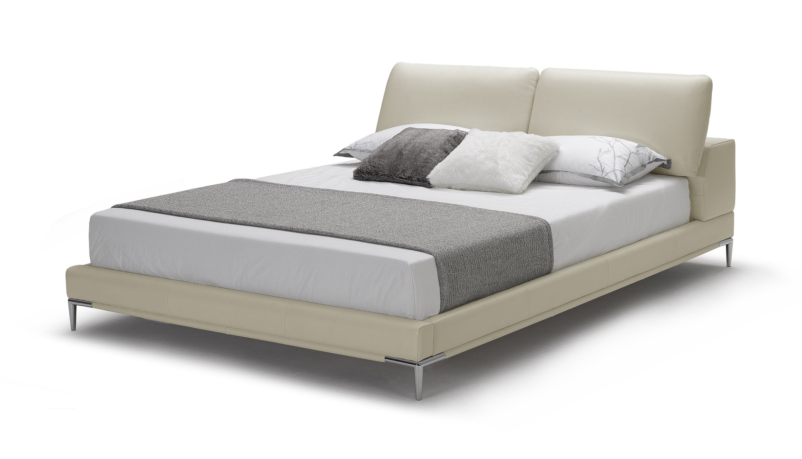 Queen Modrest Pearson Modern Light Grey Leather Bed Model VGKK-B-177-BED-GRY-Q