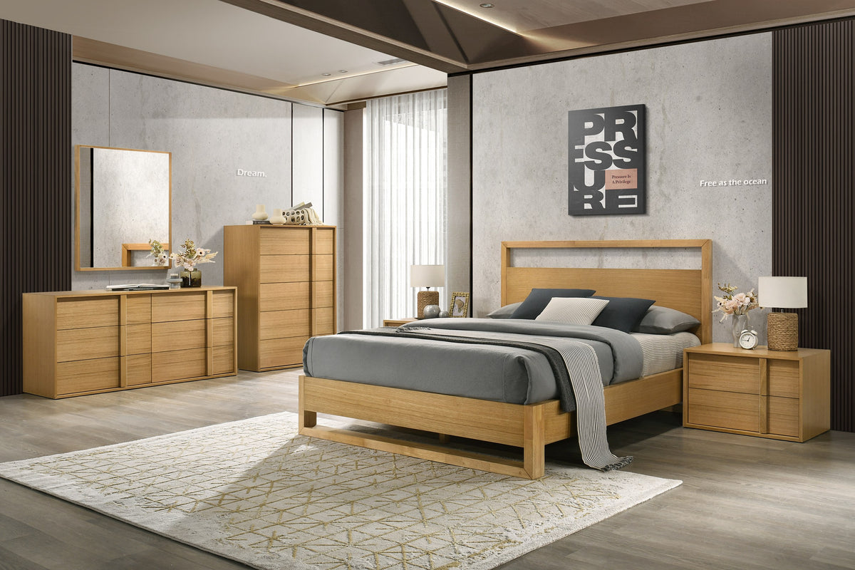 Eastern King Nova Domus Berlin Modern Natural Oak Bedroom Set Model VGMA-BR-92-SET-NAT-EK