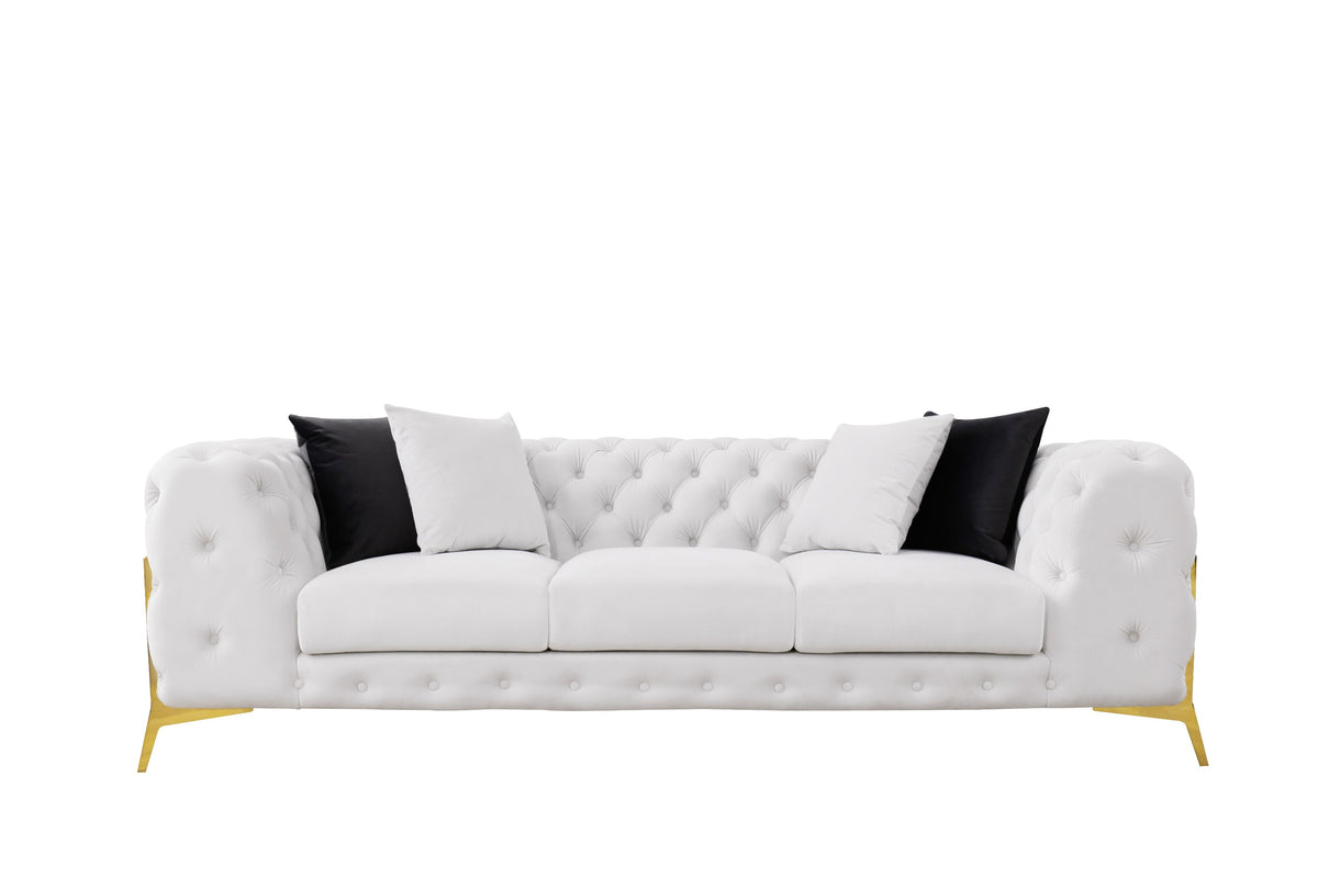 Divani Casa Clarice Transitional Light Beige Velvet Sofa Set Model VGAH-SF1013-SET-BGE