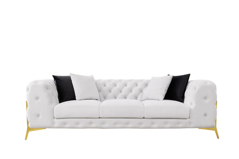 Divani Casa Clarice Transitional Light Beige Velvet Sofa Set Model VGAH-SF1013-SET-BGE