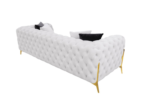 Divani Casa Clarice Transitional Light Beige Velvet Sofa Set Model VGAH-SF1013-SET-BGE