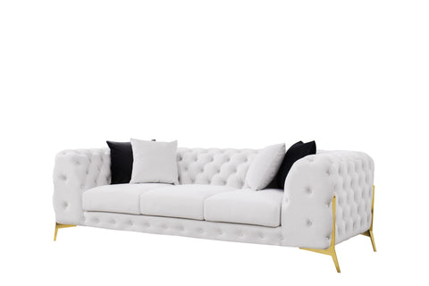 Divani Casa Clarice Transitional Light Beige Velvet Sofa Set Model VGAH-SF1013-SET-BGE