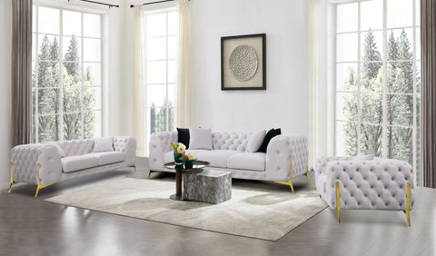 Divani Casa Clarice Transitional Light Beige Velvet Sofa Set Model VGAH-SF1013-SET-BGE
