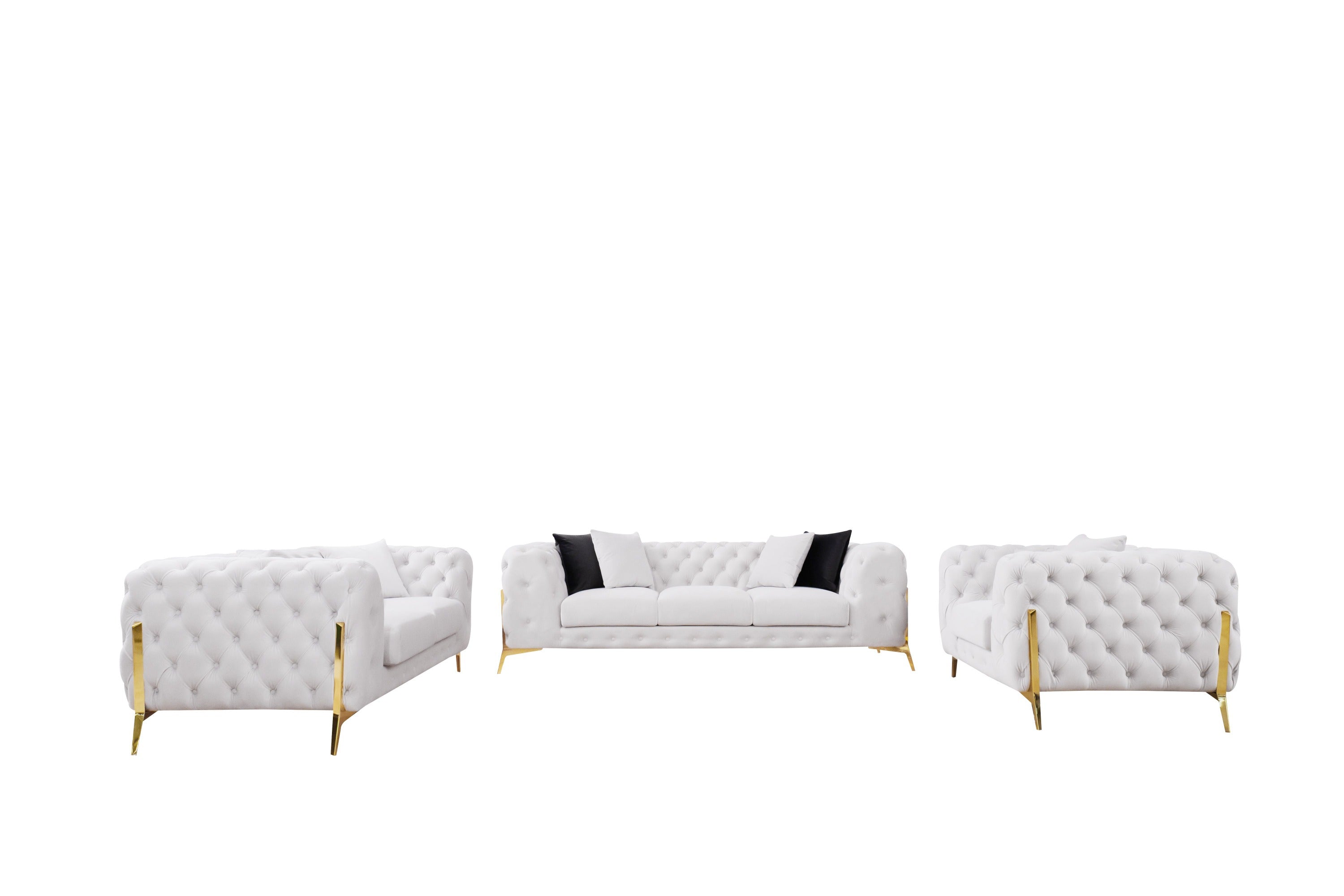 Divani Casa Clarice Transitional Light Beige Velvet Sofa Set Model VGAH-SF1013-SET-BGE