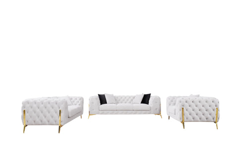 Divani Casa Clarice Transitional Light Beige Velvet Sofa Set Model VGAH-SF1013-SET-BGE