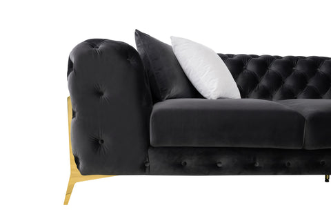 Divani Casa Clarice Transitional Black Velvet Sofa Set Model VGAH-SF1013-SET-BLK