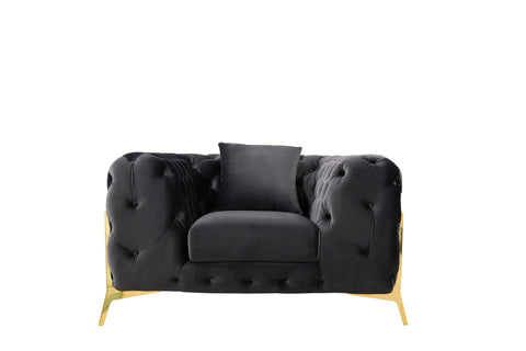 Divani Casa Clarice Transitional Black Velvet Sofa Set Model VGAH-SF1013-SET-BLK