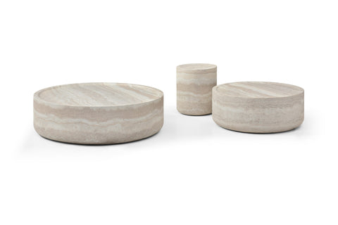 Modrest Benji Modern Faux Travertine Round Coffee Table Set Model VGIP-ST901-SET