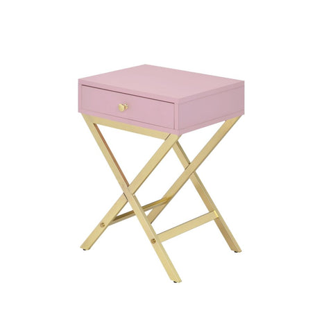 ACME Coleen Pink & Gold Finish Coleen Accent Table Model 82698