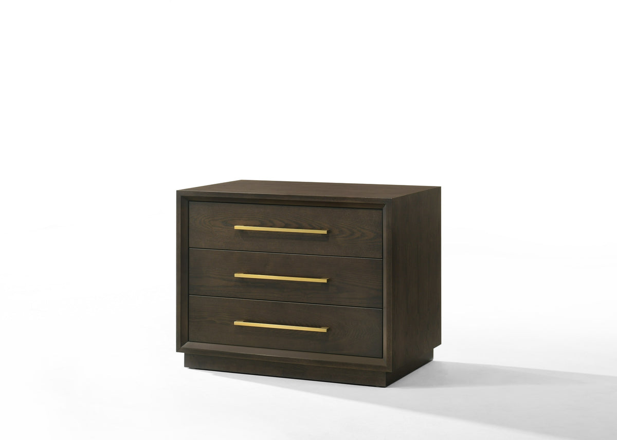 Modrest Manhattan Contemporary Brown Oak And Gold Nightstand Model VGMA-BR-127-NS-CRY