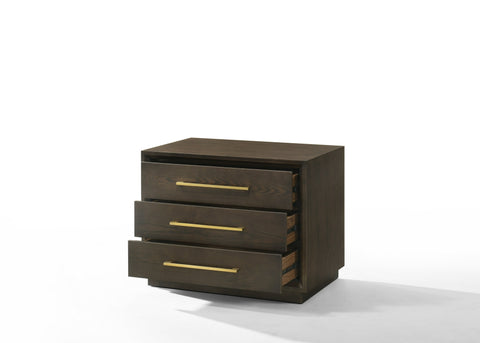 Modrest Manhattan Contemporary Brown Oak And Gold Nightstand Model VGMA-BR-127-NS-CRY