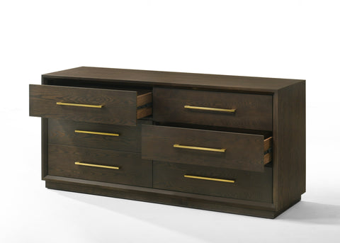 Modrest Manhattan Contemporary Brown Oak And Gold Dresser  Model VGMA-BR-127-DRS-CRY