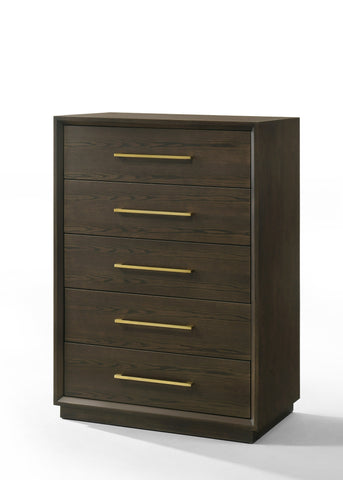 Modrest Manhattan Contemporary Brown Oak And Gold Chest Model VGMA-BR-127-CST-CRY