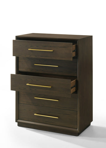 Modrest Manhattan Contemporary Brown Oak And Gold Chest Model VGMA-BR-127-CST-CRY