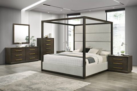 Queen Modrest Manhattan Contemporary Canopy Cherry Bedroom Set Model VGMA-BR-127-SET-CRY-Q