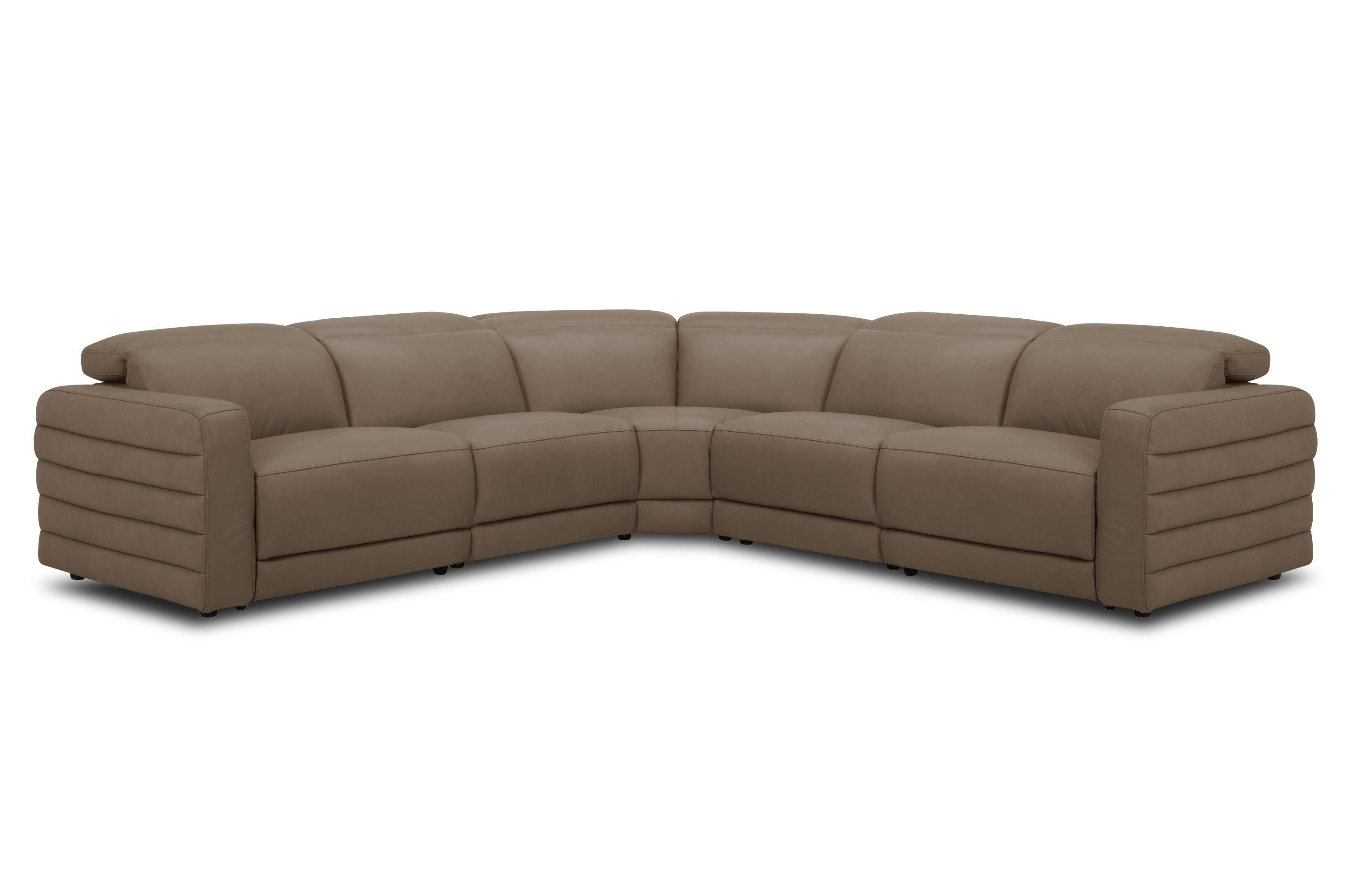 Divani Casa Bianca Modern Brown Leather Sectional Sofa With 3 Recliners Model VGKV-KM.6361-SECT-MOCHA